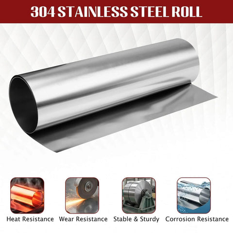 Premium 304 Stainless Steel Foil Roll 0.1mm Thick by 300mm Wide by 1M Long for DIY Crafts Electronics and Industrial Machinery Hardware Projects Durable Metal Sheet for Coatings and Shielding