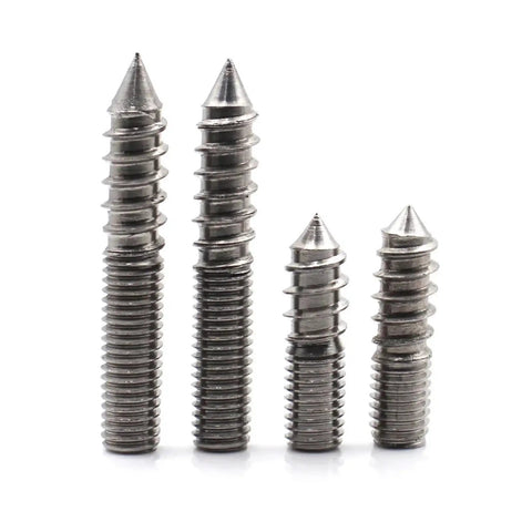 304 Stainless Double End Self Tapping Hanger Bolts For Woodworking M4 To M12 Range machine thread bolts displayed