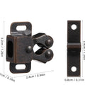 Double Roller Catch Cabinet Latches Set For Cupboard Drawer Closet Tough Built To Last 3.2cm bronze latch side view