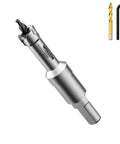 Beefy Heavy Duty Carbide Hole Saw Kit Half Inch 13mm With 2 Pilot Bits for fast cuts in stainless and mild steel, tungsten teeth