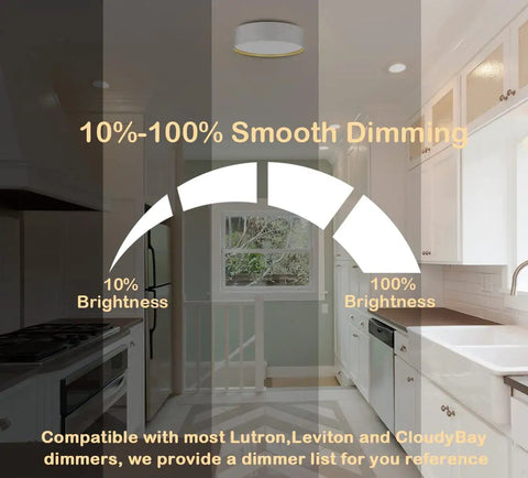 Five Color Temperature Dimmable LED Flush Mount Ceiling Light Fixture Dope Matte Black With Gold Inside in kitchen setting