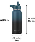 32 Oz Insulated Water Bottle With Straw Spout And Handle Lid Stainless Steel Sports Flask, black
