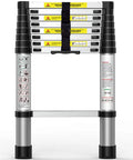 8.5 Ft Aluminum Telescoping Ladder With Traceless Tube Design, Spring Loaded Locking, 330 Lb Capacity, Heavy Duty Yet Lightweight