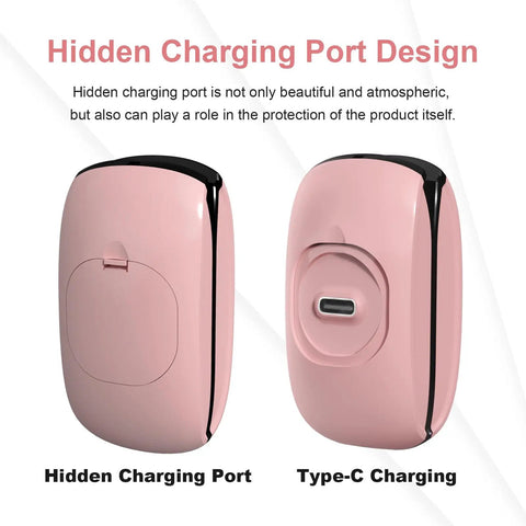 Pink Go To Finger Pulse Oximeter With SpO2 And Pulse Rate Monitoring showing hidden Type-C charging port design