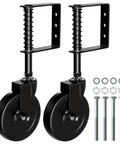 5 Inch Heavy Duty Gate Caster With Side Brake And Spring Loaded Shock Absorption 360 Degree Rotating Wheel For Wooden Gates Fences And Metal Tube Gates 220 Lb Capacity Per Pair Black 2 Pack with mounting hardware