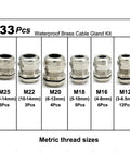 Adjustable Cable Gland Kit 3 To 21mm Waterproof IP68 M12 M16 M20 M25 M32 Nylon Plastic Brass Lock Nut Connector Joint displayed