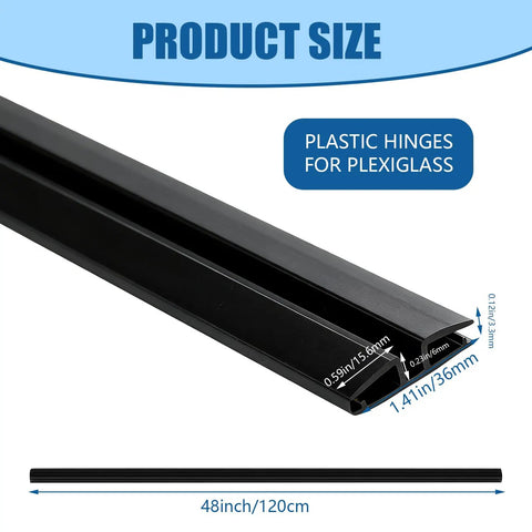 Value Pack Premium Clear PVC Living Hinges 48 Inch Flex Strips showing product size details for use in DIY projects.