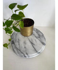 11.75 Inch Marble Lazy Susan Turntable With Vintage Gray Stone Finish, plant on smooth 360 degree rotation serving tray