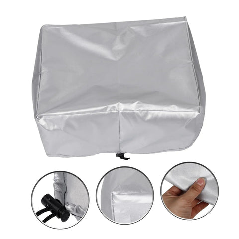 Wall Mounted EV Charger Cover For Outdoor Charging Stations Brings Tough As Nails All Season Protection With A Slick Modern Profile, silver fabric, top view with close-ups.