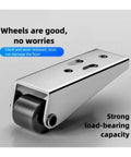 Heavy Duty Universal Track Wheels and Silent Vertical Adjuster Lifter Casters for Slick Anti Sag Glide on Any Regular Sliding Door Setup close-up of a durable caster wheel.
