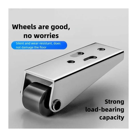Heavy Duty Universal Track Wheels and Silent Vertical Adjuster Lifter Casters for Slick Anti Sag Glide on Any Regular Sliding Door Setup close-up of a durable caster wheel.