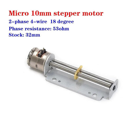 Micro Linear Stepper Motor, 10mm size, all metal, 32mm stroke for precision automation and DIY builds.
