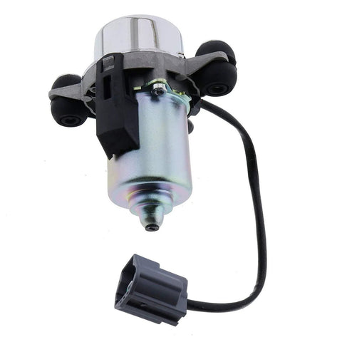 Solarhome brake booster vacuum pump, silver metal motor with black mounting bracket and gray electrical connector, front view