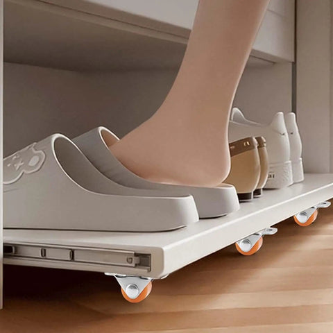 Durable Heavy Hitter 8 Pack Gray Low Profile Mini Caster Wheels With Manganese Brackets for sliding tray under shoes