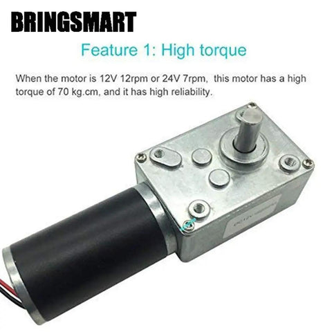 12V DC Worm Gear Motor 40RPM 40kgcm Torque Self Locking 1 to 200 Gear Ratio featuring high torque for DIY projects