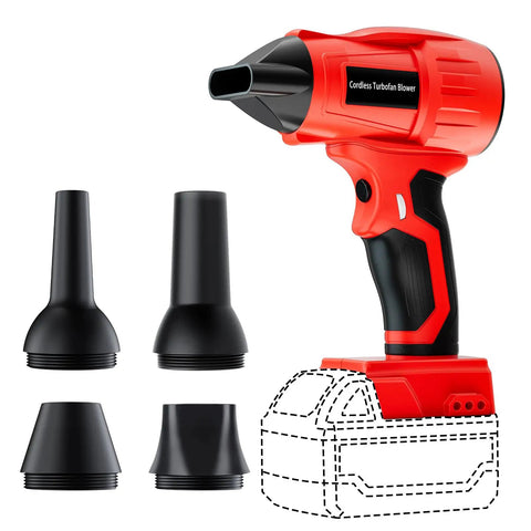 Turbo Jet Blower Cordless Dust Blower For Milwaukee M18 18V Battery Air Duster with nozzles, 350W, for dust removal