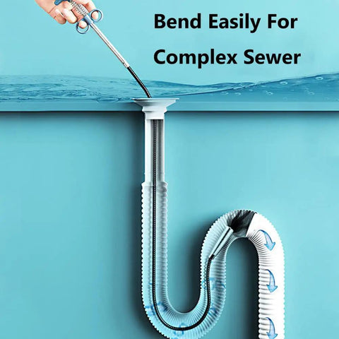 Extra Long 120 Inch Sewer Cleaning Hook Grabber For Clogs In Kitchen Sink Bathroom Toilet And Shower Upgraded Stainless Steel Drain Snake Hair Catcher Slim Flexible Design For Easy Drain Cleanup
