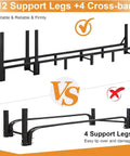 Comparison of Beefy 8Ft Firewood Rack With Heavy Duty Metal Frame And Built In Kindling Storage between 12 and 4 support legs.