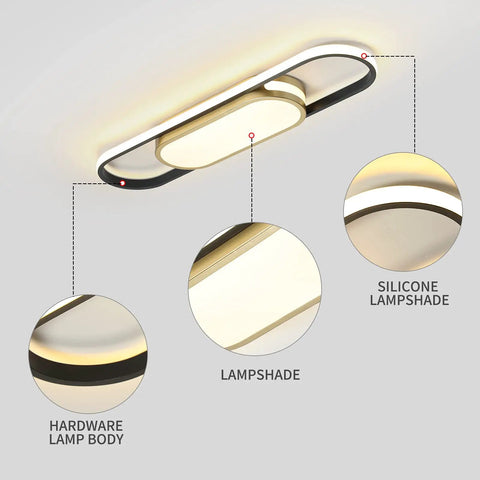 Modern LED Flush Mount Ceiling Light With Remote, Dimmable 40W Panel, 2.3ft Acrylic Linear Fixture showing lampshade details
