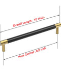 Slick Bar Cabinet Handle Pull Dope 6 Inch T Bar Solid Copper With Brushed Satin Gold Brass Finish And Electroplated Matte Black