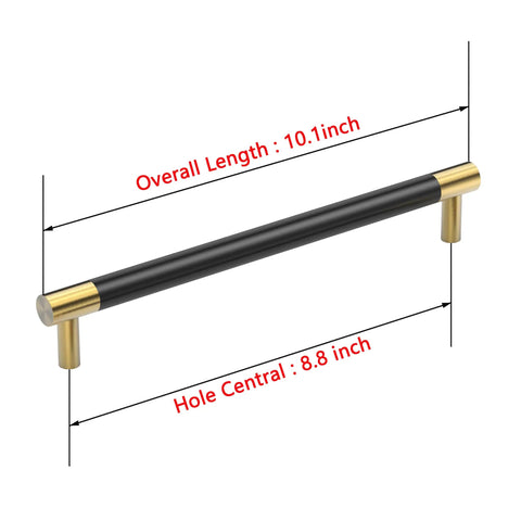Slick Bar Cabinet Handle Pull Dope 6 Inch T Bar Solid Copper With Brushed Satin Gold Brass Finish And Electroplated Matte Black