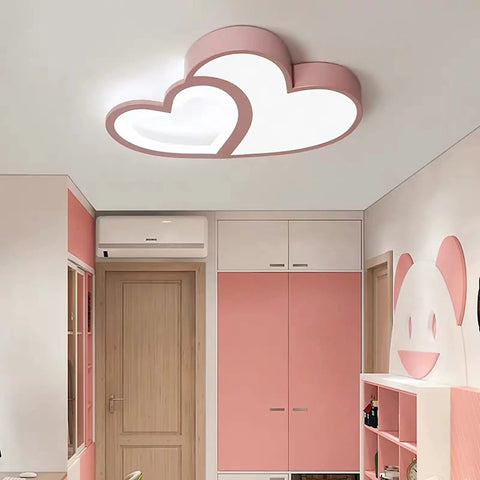 Heart Shaped LED Ceiling Light For Bedroom With Remote, 35W Energy Saving Acrylic Lamp, 55cm Diameter Pink Cartoon Kids Room Decor And Night Light, Easy Install, 110V-220V Compatible.
