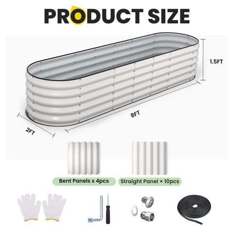Beefy Heavy Duty Galvanized Round Metal Raised Garden Bed 8 Ft Long By 2 Ft Wide By 1.5 Ft High Outdoor Planter Box Open Bottom