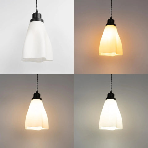Kiven Instant Light Conversion Kit for 4/5/6inch Hole, 1-Light Glass Farmhouse Lighting, white pendant lamp with adjustable cord.