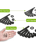1260 Piece Metric Bolt Kit with M2 M3 M4 Hex Socket Cap Screws in 4mm to 30mm lengths, ideal for DIY projects and machinery use