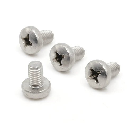 License Plate Screws For Audi VW Mercedes That Really Fit M6-1.0 x 10mm Stainless 18-8 A2 Grade Bolts, pack of 4 shown on white background