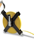 Open Reel Steel Tape Measure With 300 Ft Nylon Coated Blade, 1/2 Inch Wide, Heavy Duty Metal Frame, Quick Release Handle