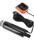 Badass Portable Drainage King Cordless Submersible Sump Pump with battery adapter and long cable for quick drainage.