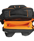 Rugged Tech Ready Laptop Backpack And Tool Bag For Pros Water Resistant Tech Pack open showing orange interior and laptop compartment