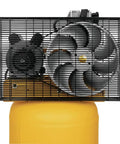Heavy Duty 25 Gallon Vertical Air Compressor With 2 Hp Oil Lube Belt Drive Motor Portable Workshop Beast Pumping 200 Psi motor and fan view.