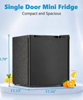 Solid 1.6 Cu Ft Mini Fridge With Dedicated Freezer Knockout Compact Cooler showing dimensions and design for compact spaces.