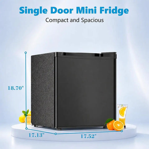 Solid 1.6 Cu Ft Mini Fridge With Dedicated Freezer Knockout Compact Cooler showing dimensions and design for compact spaces.