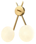Alby 2-Light Wall Sconce In Brushed Brass And White With Opal Glass Shades No Fuss Hardwired Fully Dimmable LED Compatible