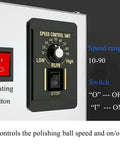 Real Deal Commercial Electric Sugar Coating Machine Heavy Duty Candy Coater Polisher control panel with speed settings and heating button.