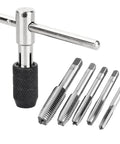 Metric Tap Set With Adjustable T Handle Tap Wrench 5 Piece M3 M4 M5 M6 M8 Taps For Metal Aluminum Plastic Wood DIY Machinist Kit