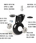 Heavy Duty 2 Inch Office Chair Caster Wheels Set Of Five Replacement Polyurethane Rollers for hardwood and carpet floors with stainless parts.