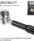 51mm bottomless portafilter with 2 ears for ECP3420 BCO430 EC260 espresso machines, stainless steel filter basket, ABS handle