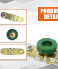 Heavy Duty Side Post Battery Disconnect Switch showing zinc plated copper body and green non-slip handle, ideal for cars and trucks.