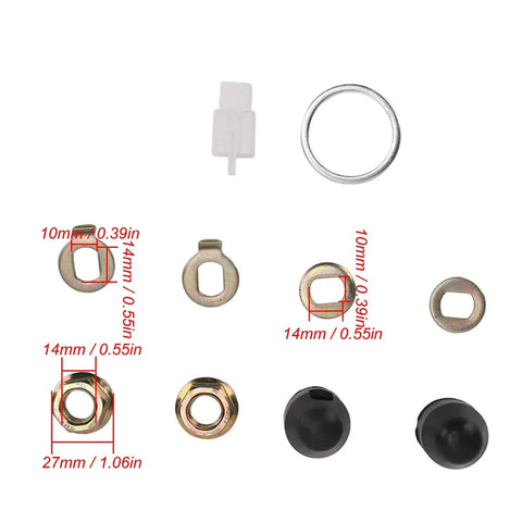 Heavy Duty M14 Axle Nut And Washer Kit For Electric Bikes And Scooters, 14mm Shaft Replacement Parts, multiple components displayed