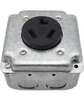 Industrial Grade Nema 10-30R Power Outlet With Surface And Flush Mount Options, galvanized steel receptacle for heavy duty use.