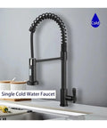 Stainless Steel Kitchen Faucet with Wall-Mounted Spray, Single Handle Cold Water Sink Tap for Top Mount Kitchen Sinks, Design for Modern Kitchens, black hose with spray head.