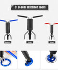 All In One Hydraulic Cylinder Repair Kit Pro Grade With Adjustable Gland Nut Wrench Seal Twistors Install Tools Piston Hone Seal Puller Ring Compressor And Pick Set For Loaders And Backhoes showing U-seal installer tools in medium, large, and small sizes