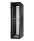 Straight Up 48U Server Rack Cabinet Floor Standing 19 Inch Network Gear Enclosure With Reinforced Side Panels Black, featuring a vented design.