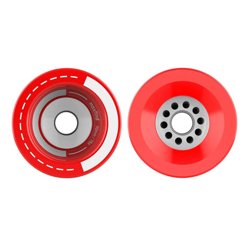 90mm 78A Red Electric Skateboard Wheels For Longboards And Cruisers, Smooth Glide, top and side view, red PU material