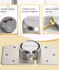 Hidden Shackle Padlocks Keyed Alike Set, Solid Steel Trailer Door Locks For Cargo Security shown with chrome finish and brass key