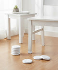 Eight Pack White Square Furniture Leg Pads 1.18 Inch PVC Floor Protectors for Chairs and Tables Scratch Resistant Glides
